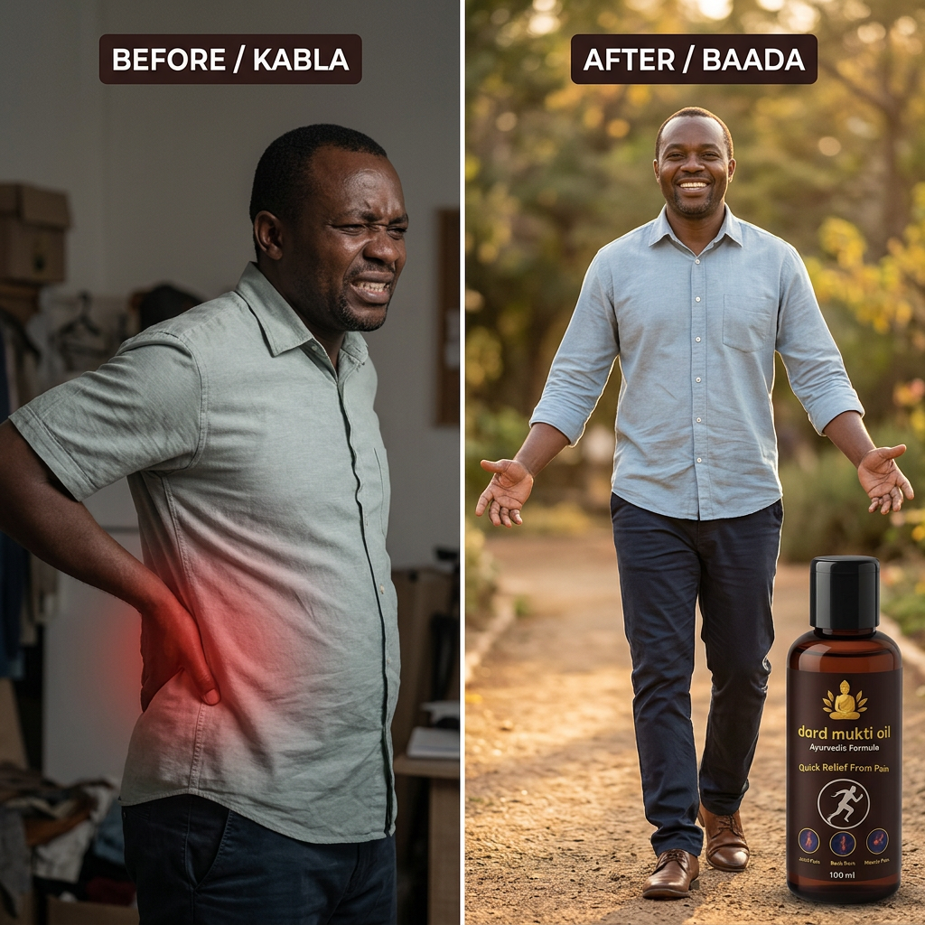 Before and after using Dardu Ayurvedic pain relief oil